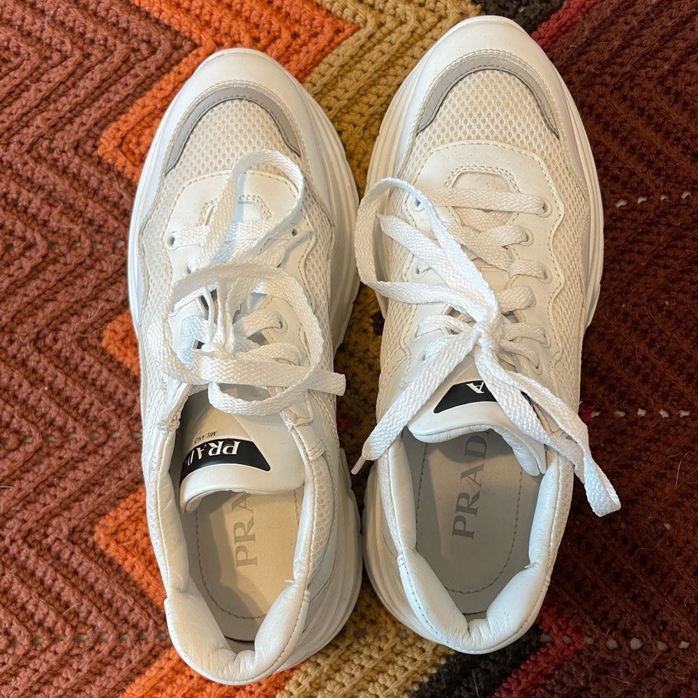 Prada Signature Logo Leather Chunky Sneakers, 9.5 - Picture 6 of 12